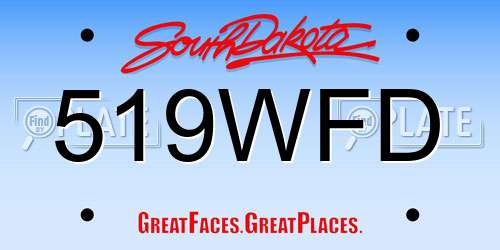 519WFD South Dakota License Plate
