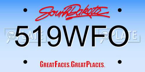 519WFO South Dakota License Plate