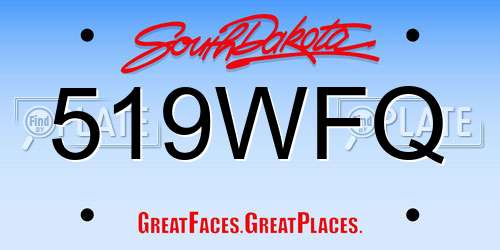 519WFQ South Dakota License Plate