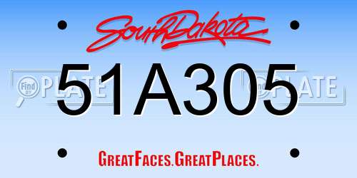 51A305 South Dakota License Plate