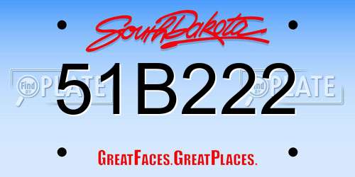 51B222 South Dakota License Plate