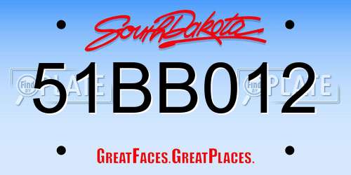 51BB012 South Dakota License Plate