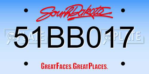 51BB017 South Dakota License Plate