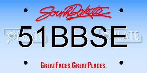 51BBSE South Dakota License Plate