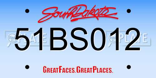 51BS012 South Dakota License Plate