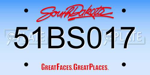 51BS017 South Dakota License Plate