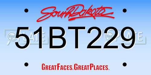 51BT229 South Dakota License Plate