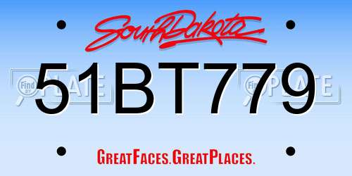 51BT779 South Dakota License Plate