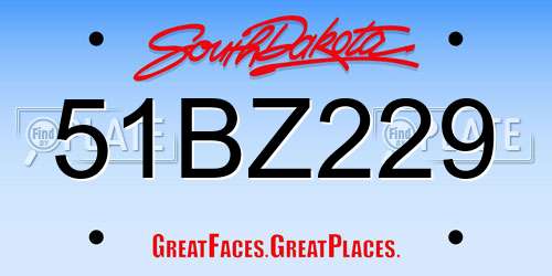 51BZ229 South Dakota License Plate