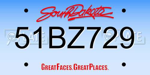 51BZ729 South Dakota License Plate
