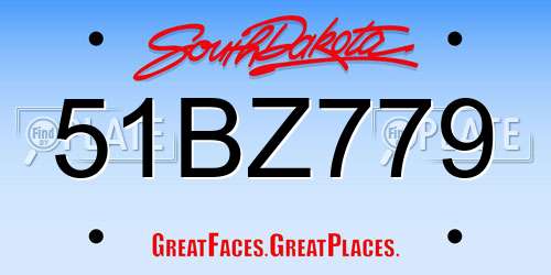 51BZ779 South Dakota License Plate