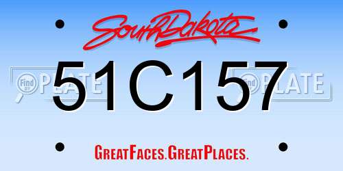 51C157 South Dakota License Plate