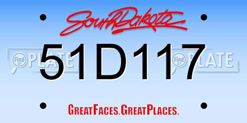 51D117 South Dakota License Plate
