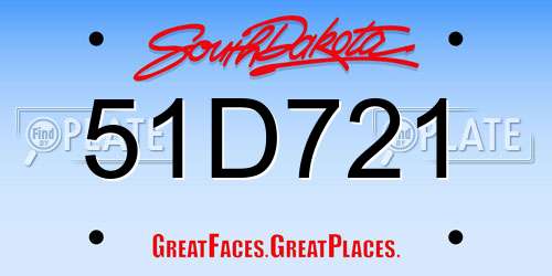 51D721 South Dakota License Plate