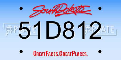 51D812 South Dakota License Plate
