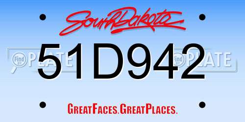 51D942 South Dakota License Plate