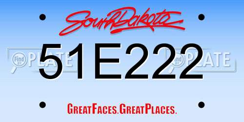 51E222 South Dakota License Plate