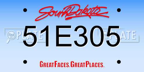 51E305 South Dakota License Plate