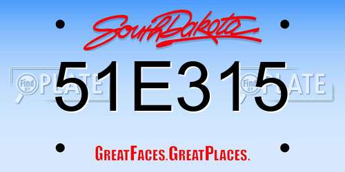 51E315 South Dakota License Plate