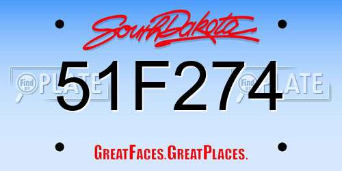 51F274 South Dakota License Plate