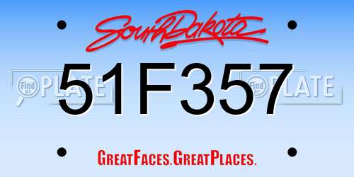 51F357 South Dakota License Plate