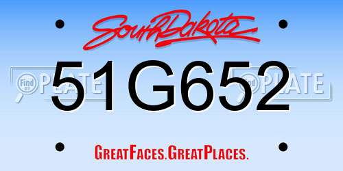 51G652 South Dakota License Plate