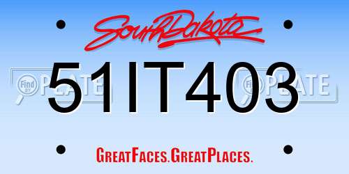 51IT403 South Dakota License Plate