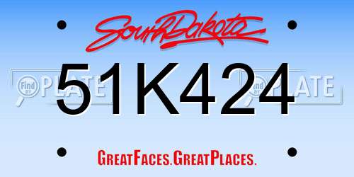 51K424 South Dakota License Plate