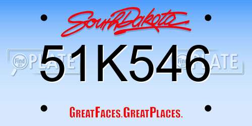 51K546 South Dakota License Plate