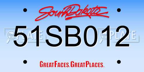 51SB012 South Dakota License Plate