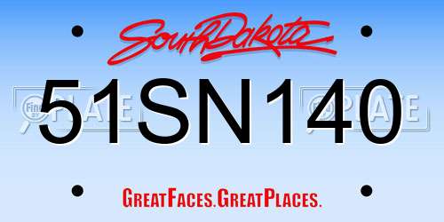 51SN140 South Dakota License Plate
