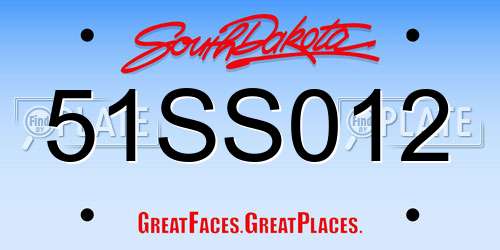 51SS012 South Dakota License Plate
