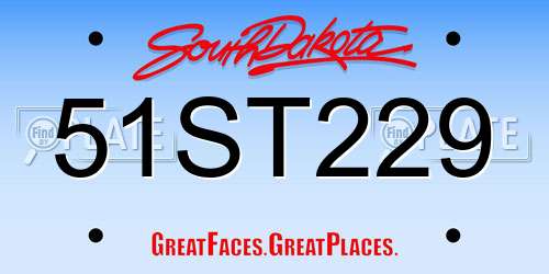51ST229 South Dakota License Plate