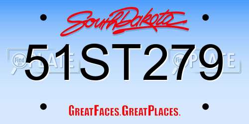 51ST279 South Dakota License Plate
