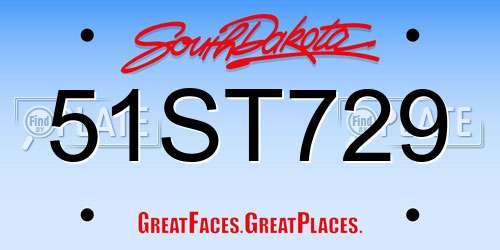 51ST729 South Dakota License Plate