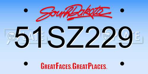 51SZ229 South Dakota License Plate