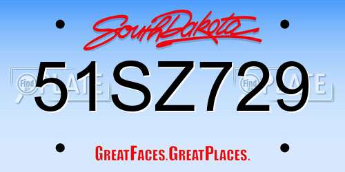51SZ729 South Dakota License Plate