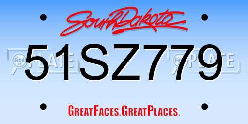 51SZ779 South Dakota License Plate