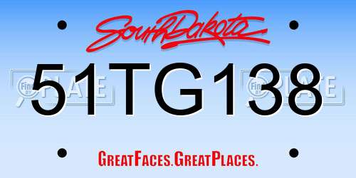 51TG138 South Dakota License Plate