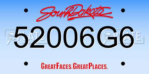 52006G6 South Dakota License Plate