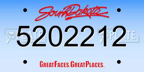 5202212 South Dakota License Plate