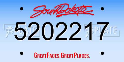 5202217 South Dakota License Plate