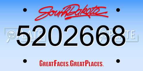 5202668 South Dakota License Plate