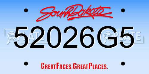 52026G5 South Dakota License Plate