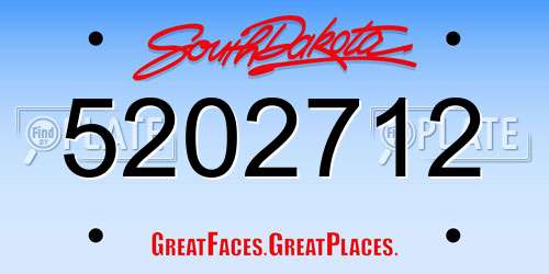 5202712 South Dakota License Plate