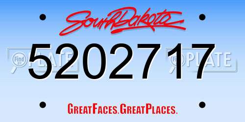5202717 South Dakota License Plate
