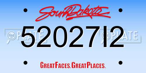 52027I2 South Dakota License Plate