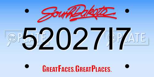 52027I7 South Dakota License Plate