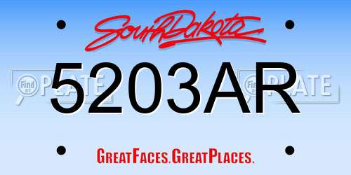 5203AR South Dakota License Plate