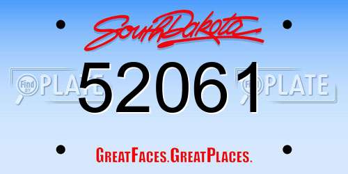 52061 South Dakota License Plate